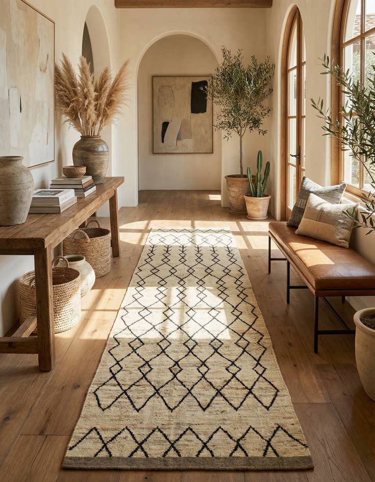 Detail image of 4' 4 x 15' Hand Knotted Moroccan Wool Runner Rug