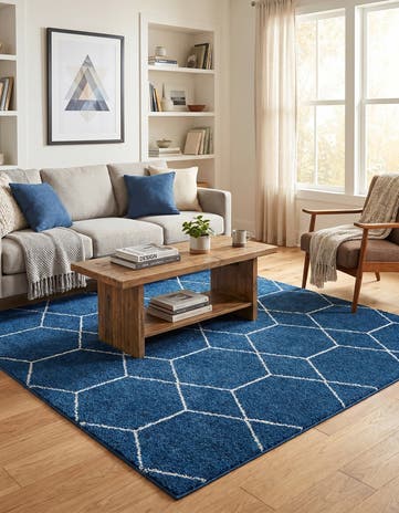 7' x 7' Lattice Frieze Square Rug