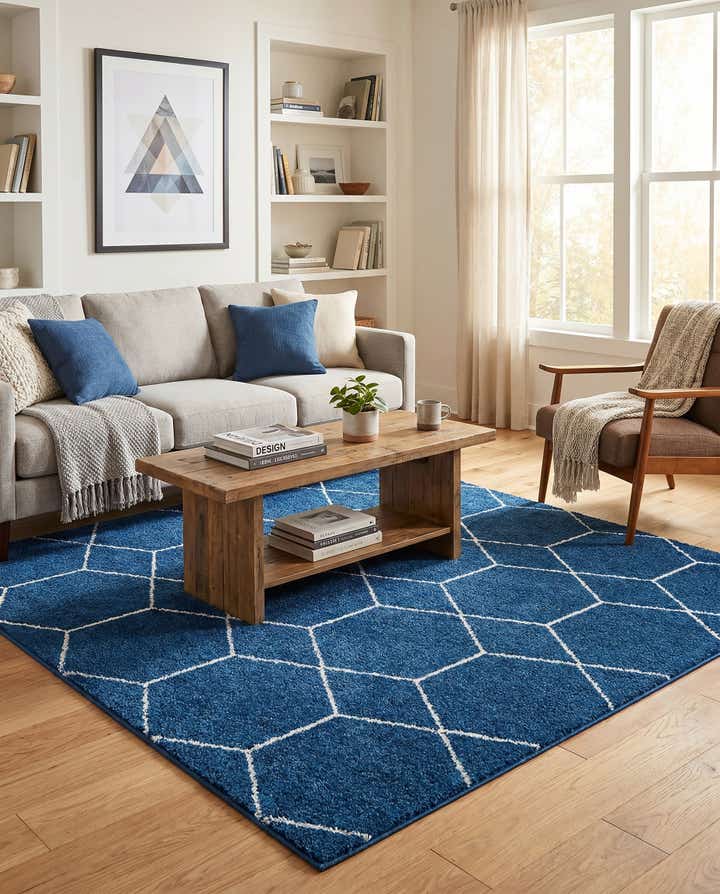 7' x 7' Lattice Frieze Square Rug