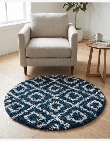 3' 3 x 3' 3 Trellis Shag Round Rug