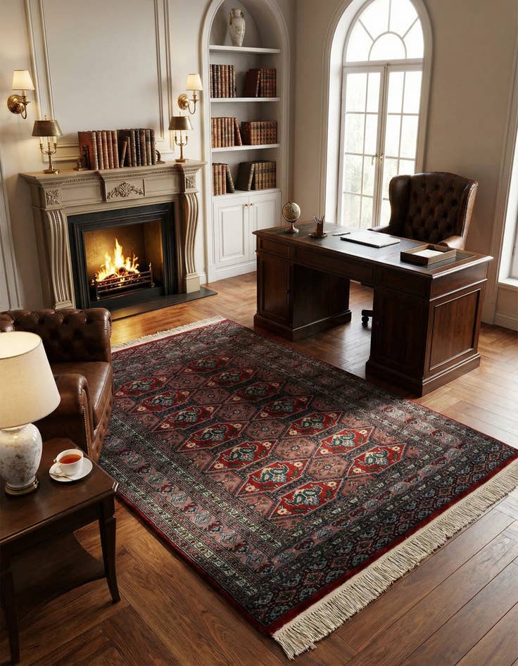 Detail image of 4' 3 x 5' 10 Hand Knotted Bokhara Oriental Wool Rug