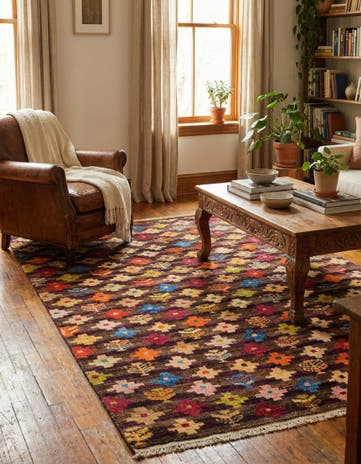 4' 6 x 6' 3 Hand Knotted Balouch Wool Rug