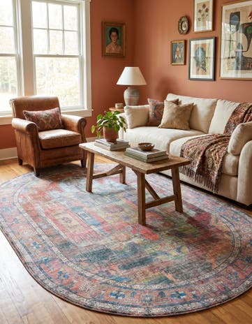 Washable Maahru Oval Rug