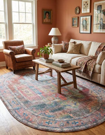 Washable Maahru Oval Rug