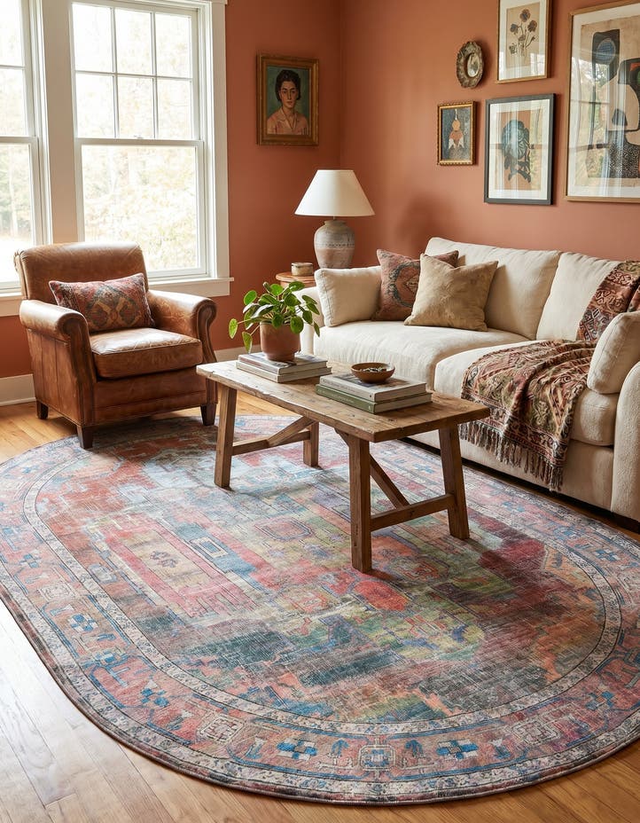 6' x 9' Washable Maahru Oval Rug