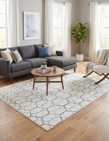 White Lattice Trellis Rug