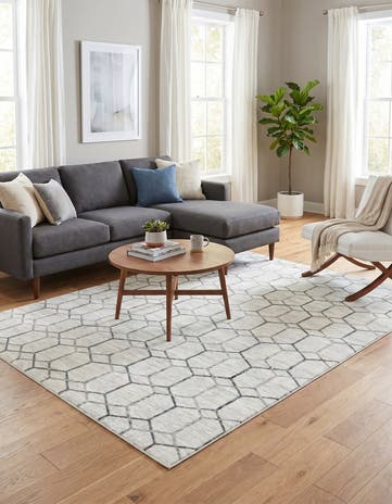 White Lattice Trellis Rug