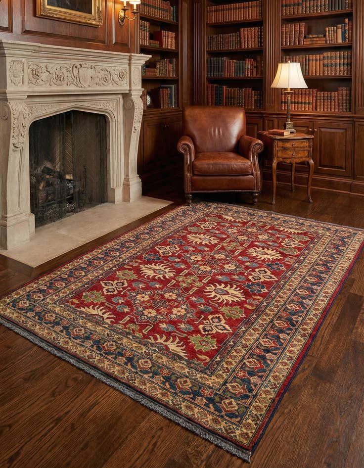 Detail image of 4' 10 x 6' 4 Hand Knotted Kazak Wool Rug