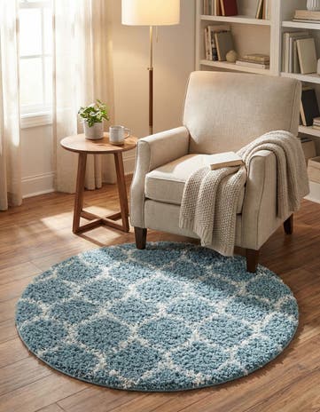 3' 3 x 3' 3 Lattice Shag Round Rug