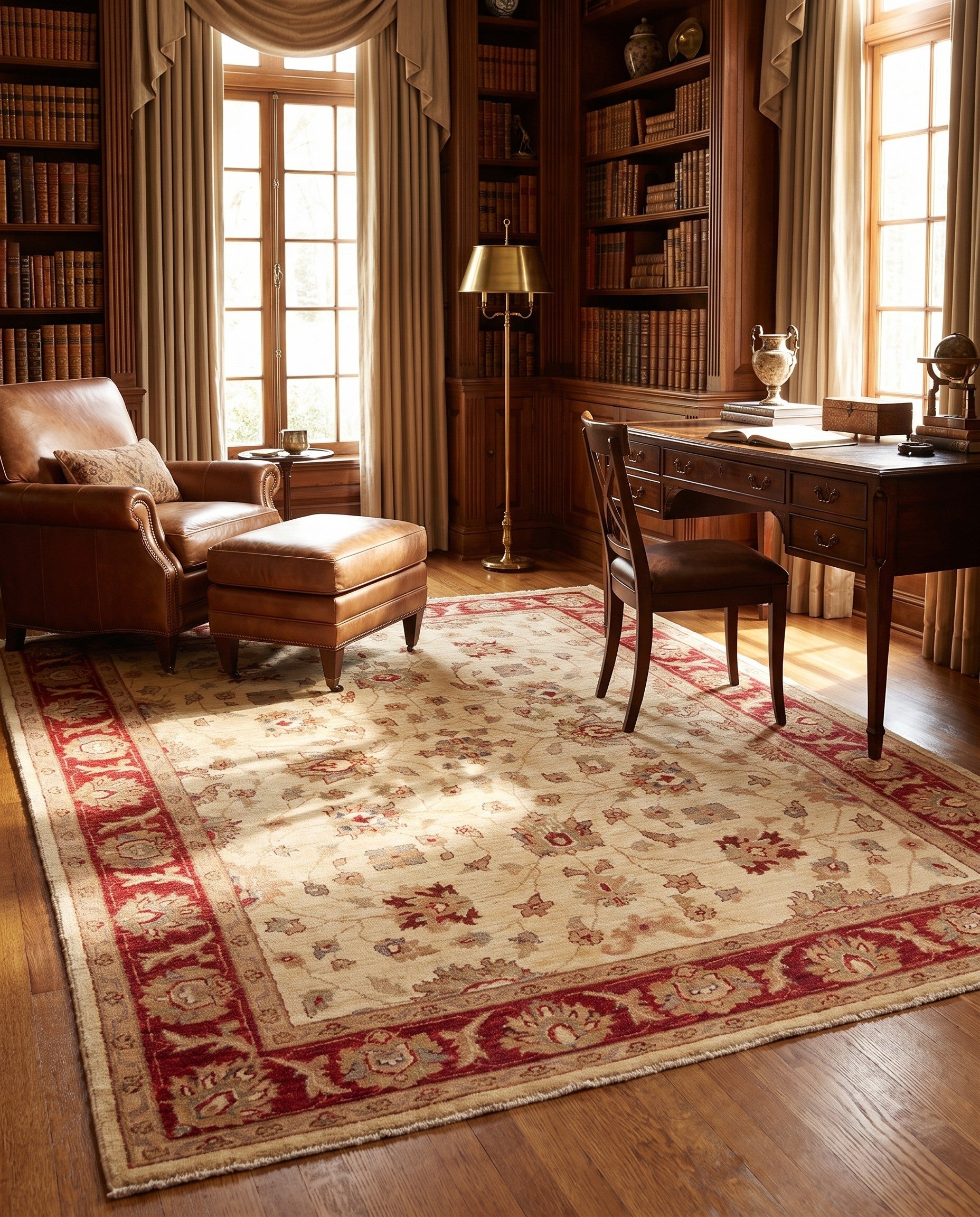 4' 11 x 6' 9 Hand Knotted Ziegler Rug