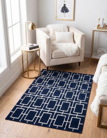 Navy Blue Silver Marilyn Monroe&trade; Glam Deco Rug