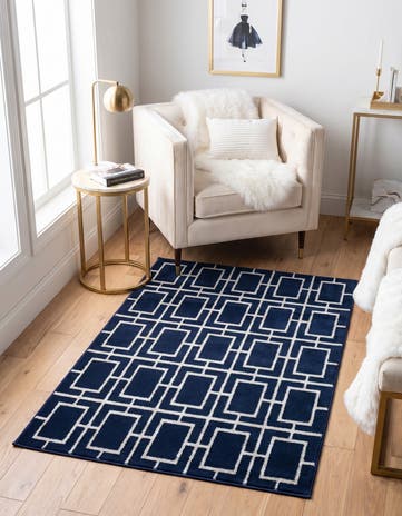 Navy Blue Silver Marilyn Monroe™ Glam Deco Rug