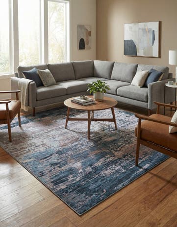 Blue and Beige Yara Square Rug