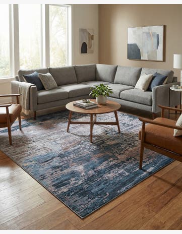 Blue and Beige Yara Square Rug