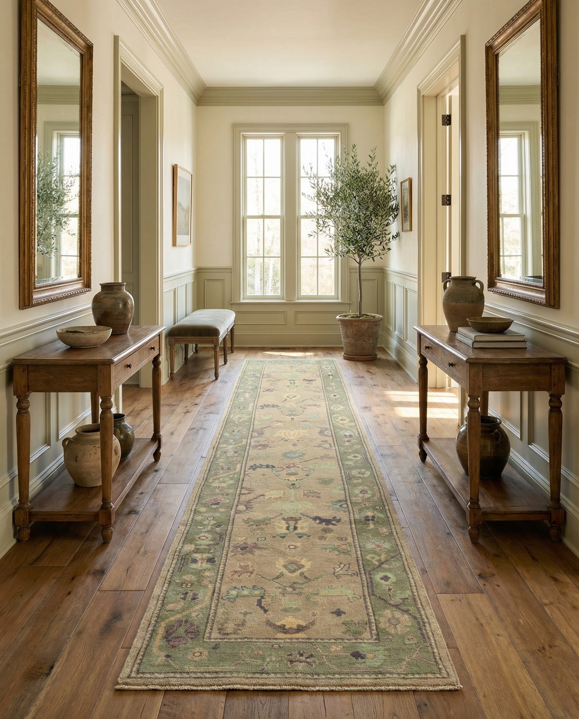 2' 10 x 13' 2 Hand Knotted Oushak Wool Runner Rug