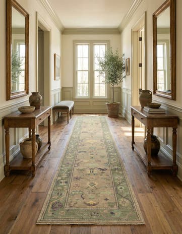 2' 10 x 13' 2 Hand Knotted Oushak Wool Runner Rug