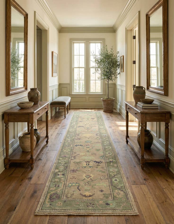 Detail image of 2' 10 x 13' 2 Hand Knotted Oushak Wool Runner Rug