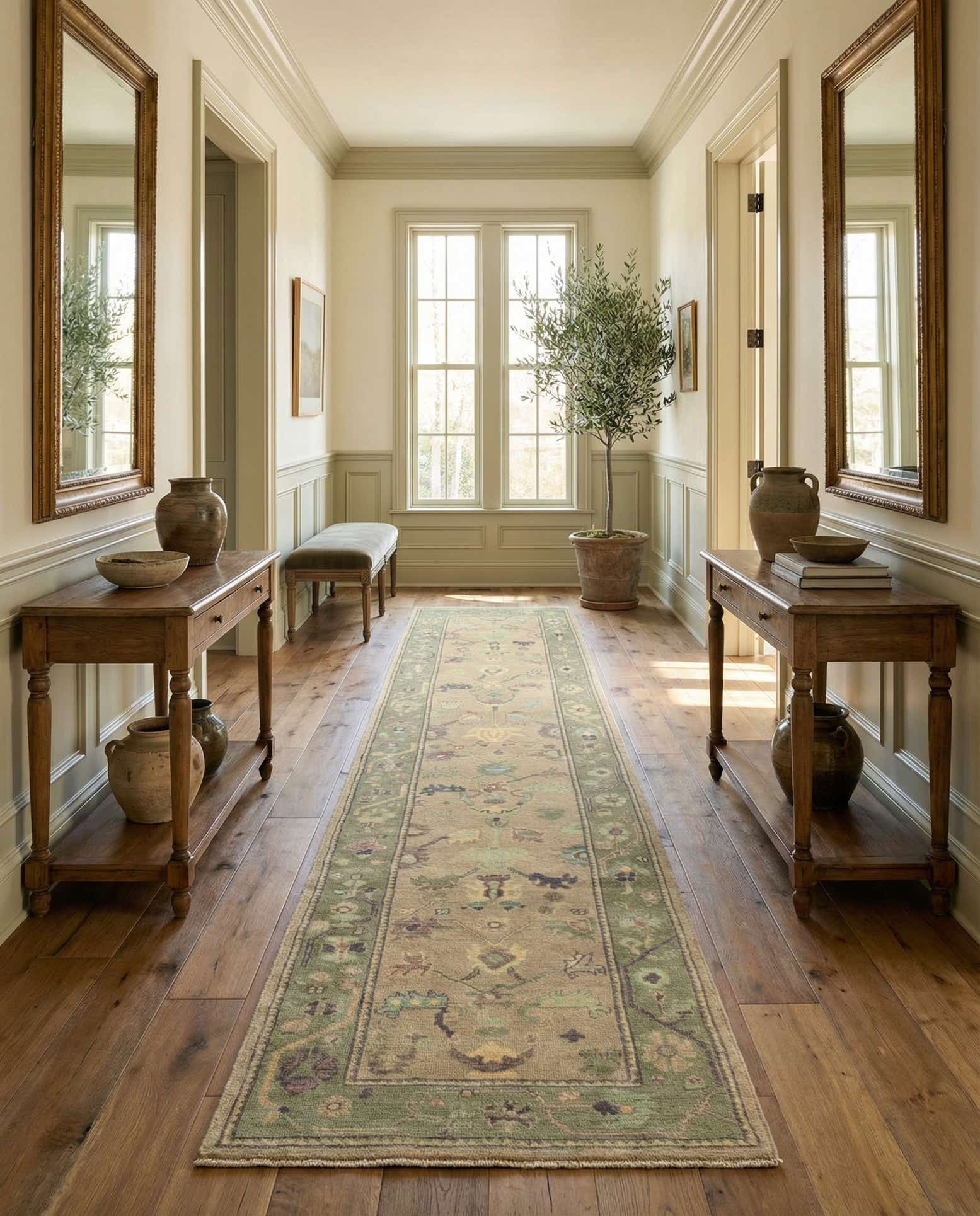 2' 10 x 13' 2 Hand Knotted Oushak Wool Runner Rug