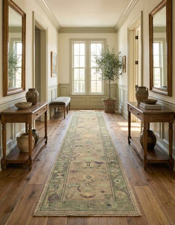 2' 10 x 13' 2 Hand Knotted Oushak Wool Runner Rug