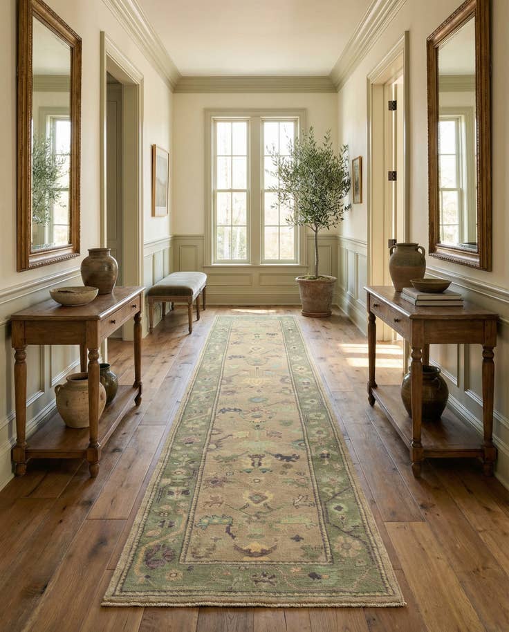 Detail image of 2' 10 x 13' 2 Hand Knotted Oushak Wool Runner Rug