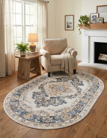 Cream Oxford Oval Rug