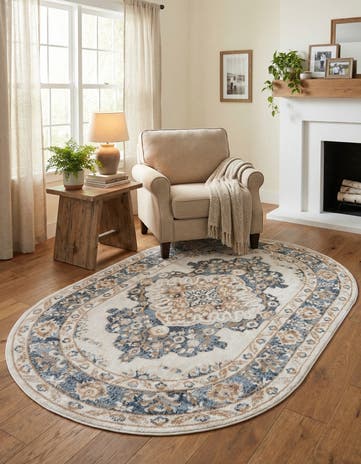 Cream Oxford Oval Rug