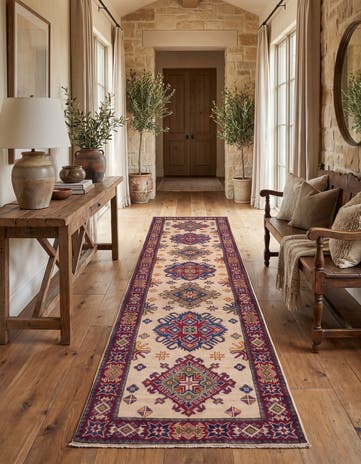 80cm x 295cm Hand Knotted Kazak Runner Rug