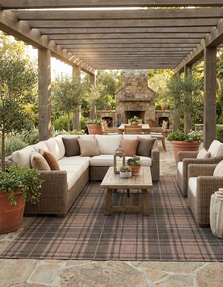 Detail image of 10' x 13' Washable Checkered Indoor / Outdoor Rug