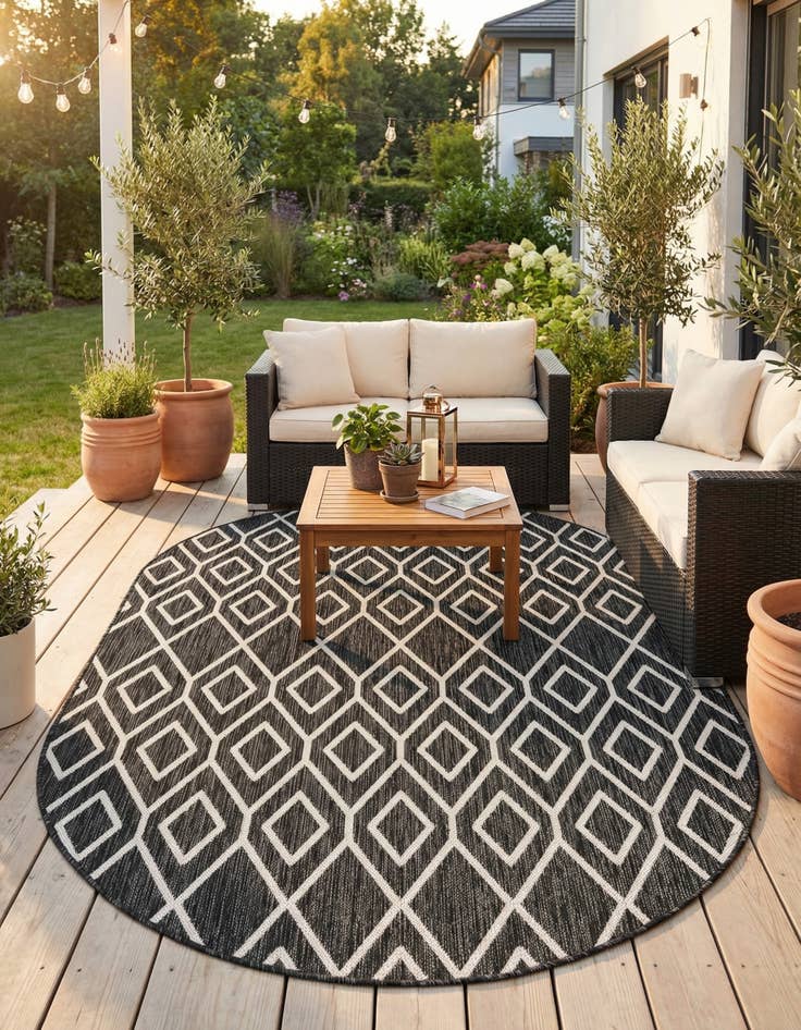 Detail image of 5' 3 x 8' Easy-Clean Jill Zarin Turks and Caicos Indoor / Outdoor Oval Rug
