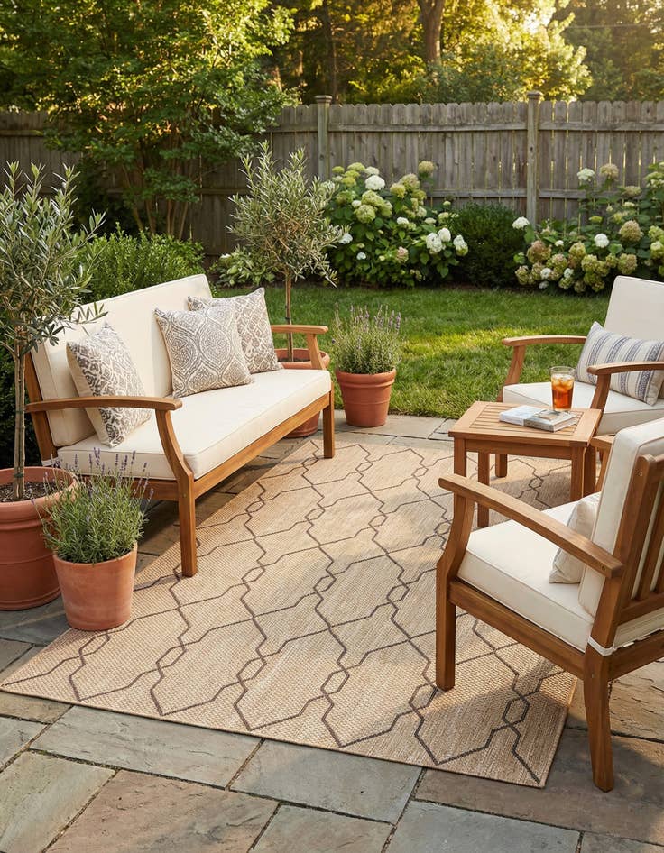 Detail image of 5' x 8' Washable Lattice Indoor / Outdoor Rug