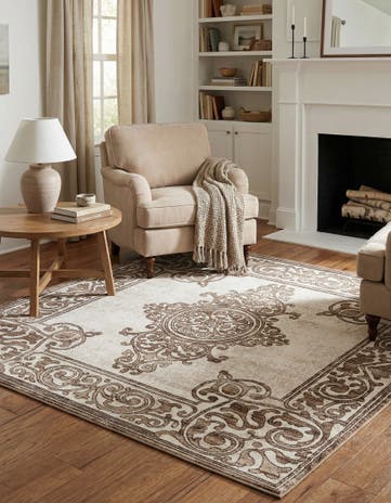 Chocolate Brown Hermitage Square Rug