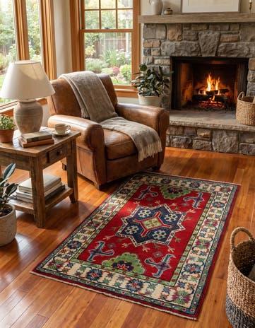 2' 8 x 4' 1 Hand Knotted Kazak Rug
