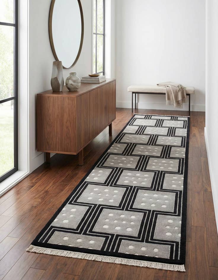 Detail image of 2' 7 x 10' Hand Knotted Darya Wool Runner Rug