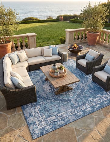 13' x 13' Easy-Clean Traditional Indoor / Outdoor Square Rug