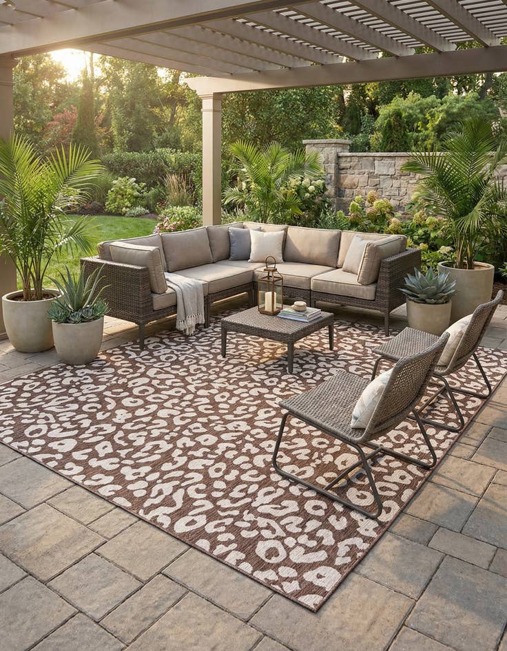 Detail image of 13' x 13'  Washable Safari Indoor / Outdoor Square Rug