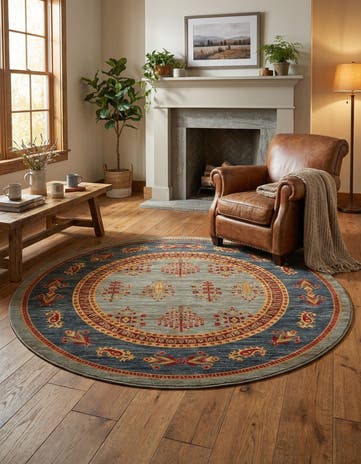 Light Blue Kashkuli Gabbeh Round Rug