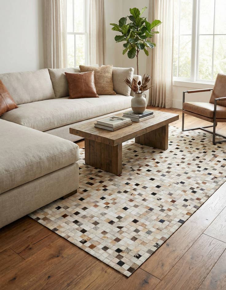 Detail image of 5' x 7' 11 Cowhide Stocks Rug