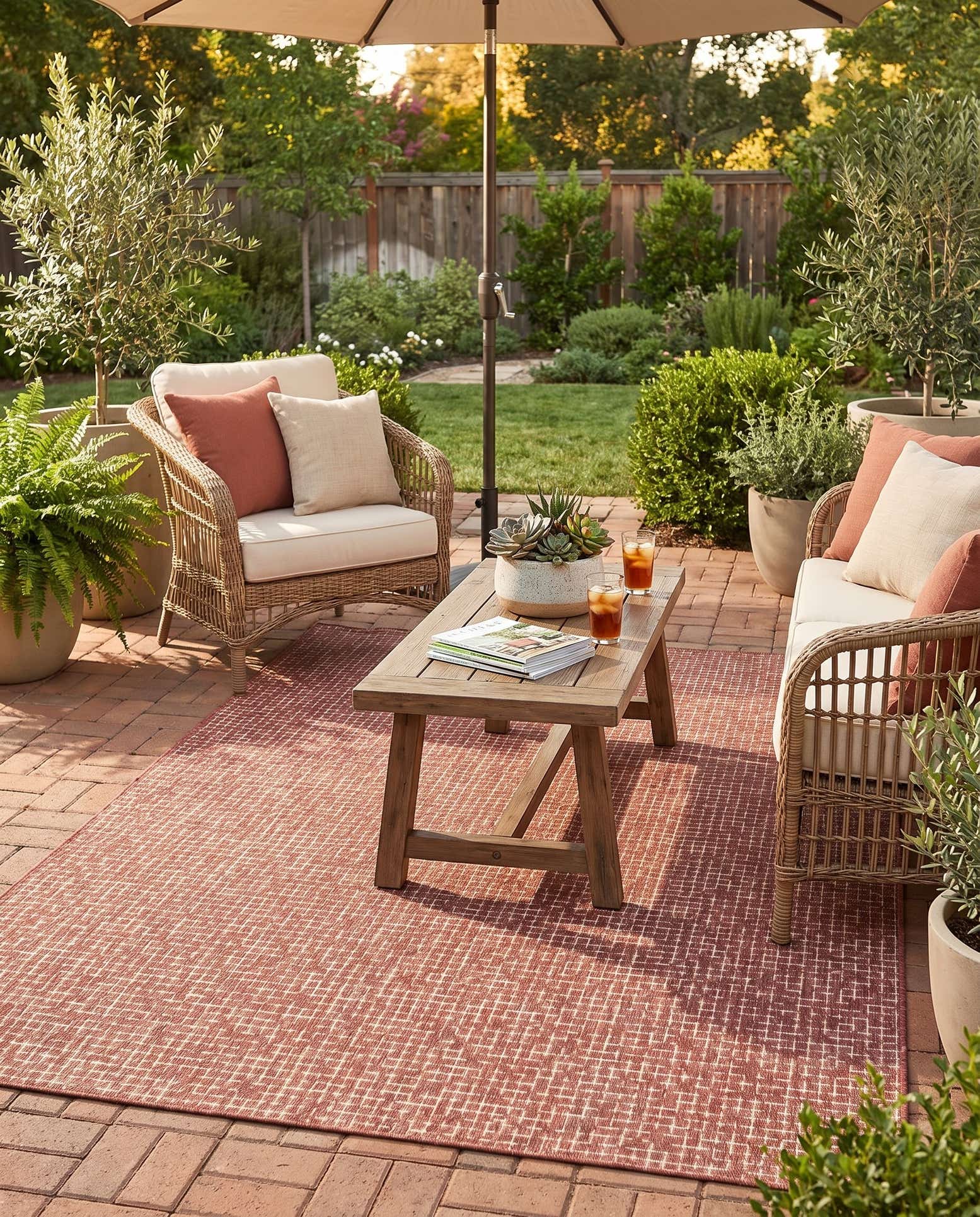 6' x 9' Easy-Clean Checkered Indoor / Outdoor Rug
