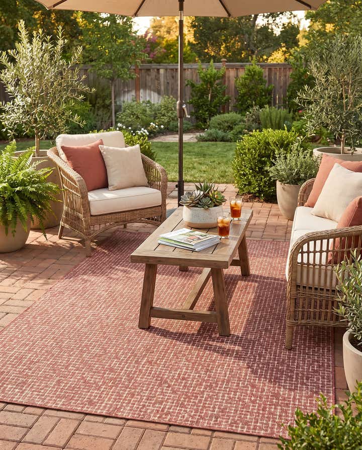 6' x 9' Easy-Clean Checkered Indoor / Outdoor Rug