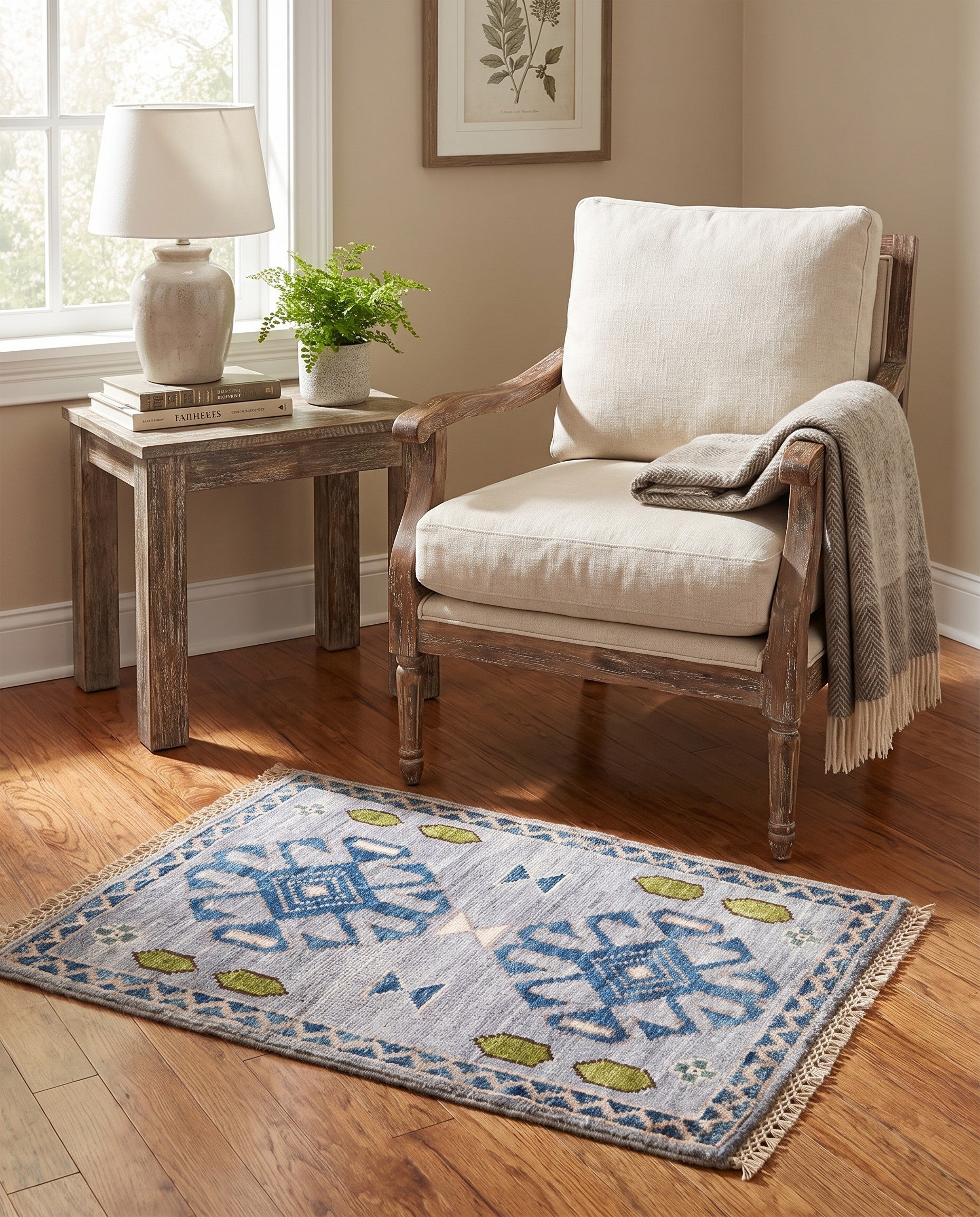 1' 4 x 2' Hand Knotted Ziegler Rug
