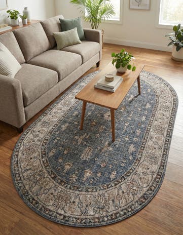Harbor Blue Eco Traditional Oval Rug