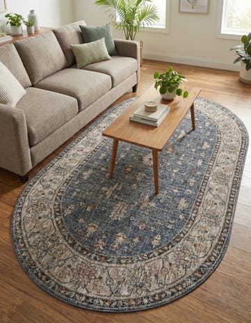 Harbor Blue Eco Traditional Oval Rug
