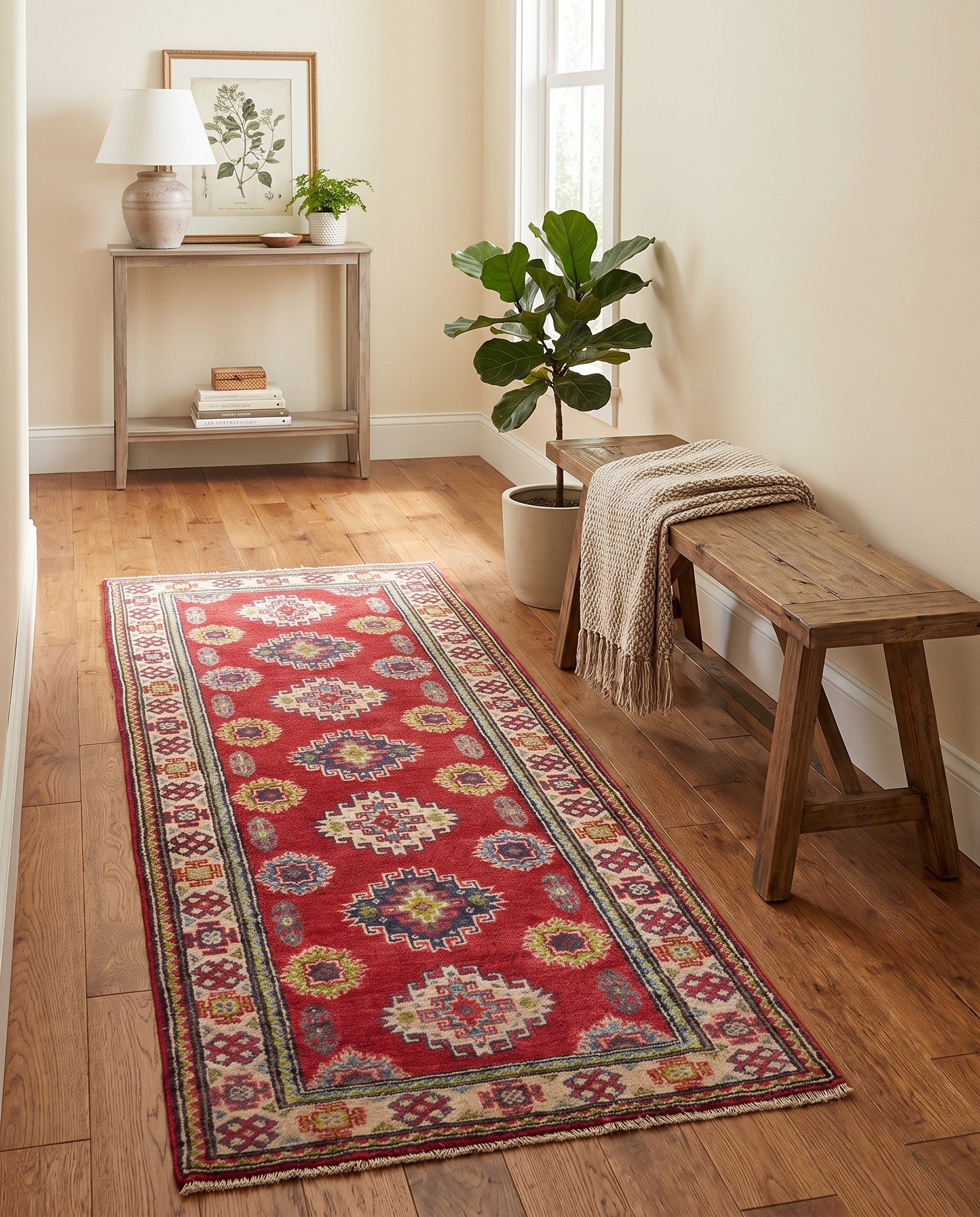 2' 1 x 6' 3 Hand Knotted Kazak Runner Rug