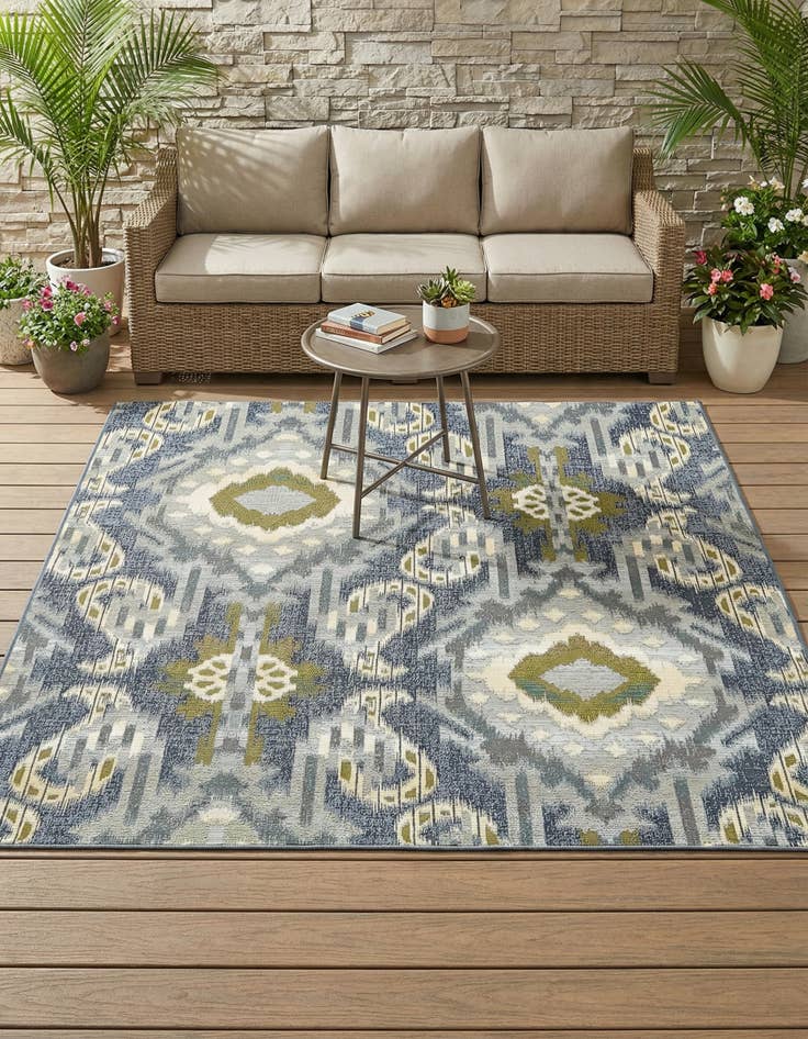 Detail image of 6' x 6' Washable Modern Indoor / Outdoor Square Rug
