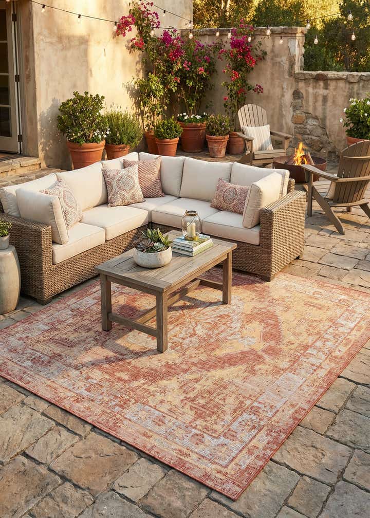 10' x 10' Easy-Clean Traditional Indoor / Outdoor Square Rug