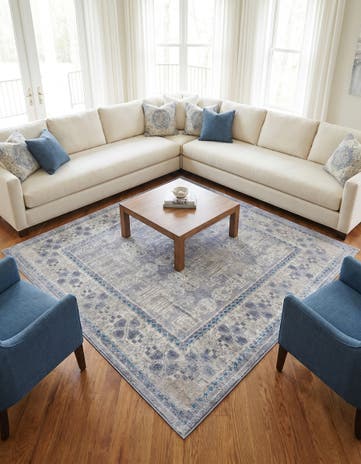 Gray Viola Square Rug