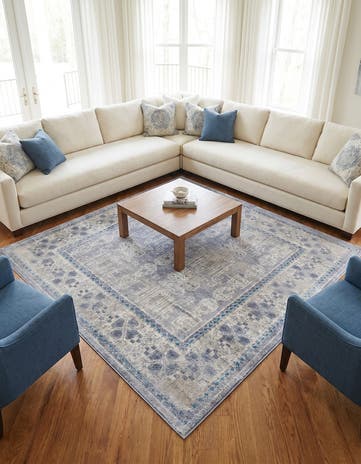 Gray Viola Square Rug