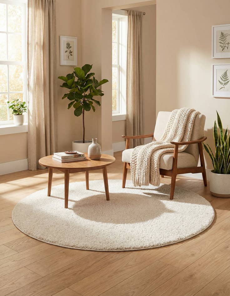 Detail image of 5' x 5' Solid Frieze Round Rug