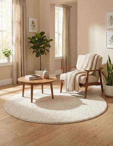 5' x 5' Solid Frieze Round Rug