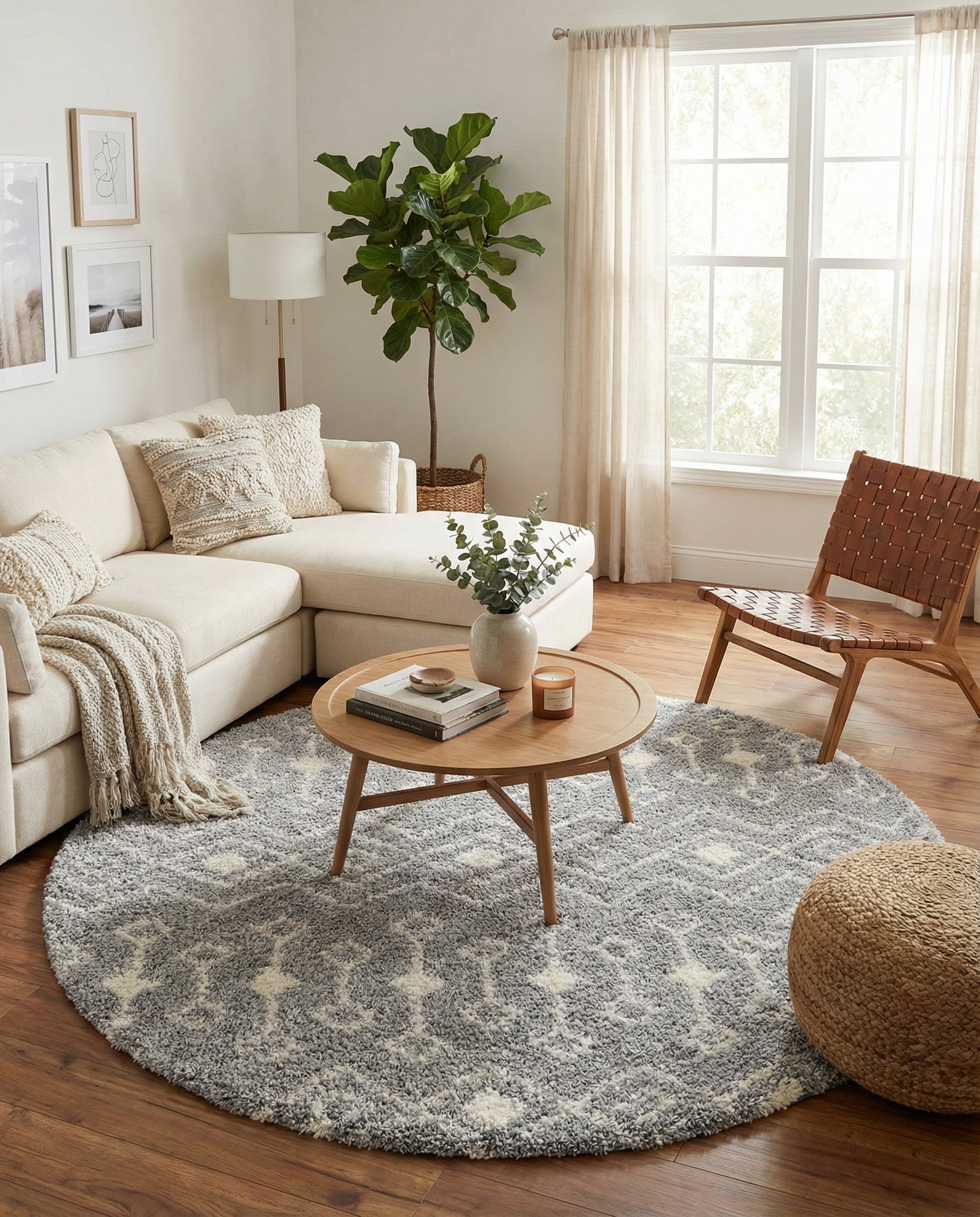 7' 10 x 7' 10 Moroccan Trellis Shag Round Rug